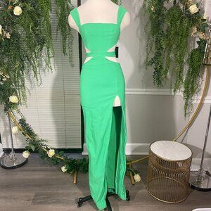 Michael Costello Green Cutout Maxi Dress